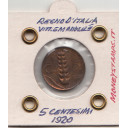 1920 5 Centesimi Circolata Spiga Vittorio Emanuele III Ottima Conservazione